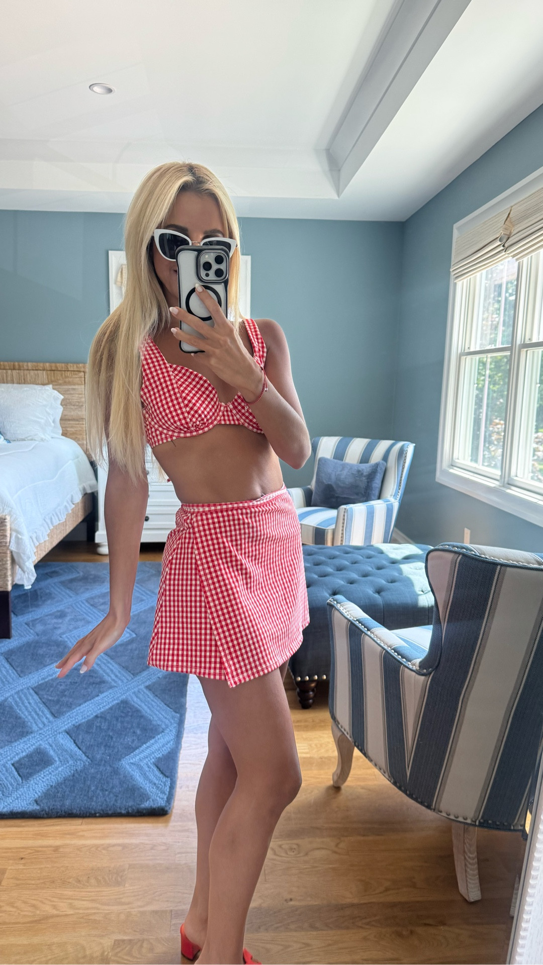 Dressed for the 4th in my favorite gingham set. All about easy, festive vibes for fireworks and fun! 🇺🇸✨
Wearing an xs in top and bottom.  


#LTKFindsUnder50 #LTKSwim #LTKSeasonal