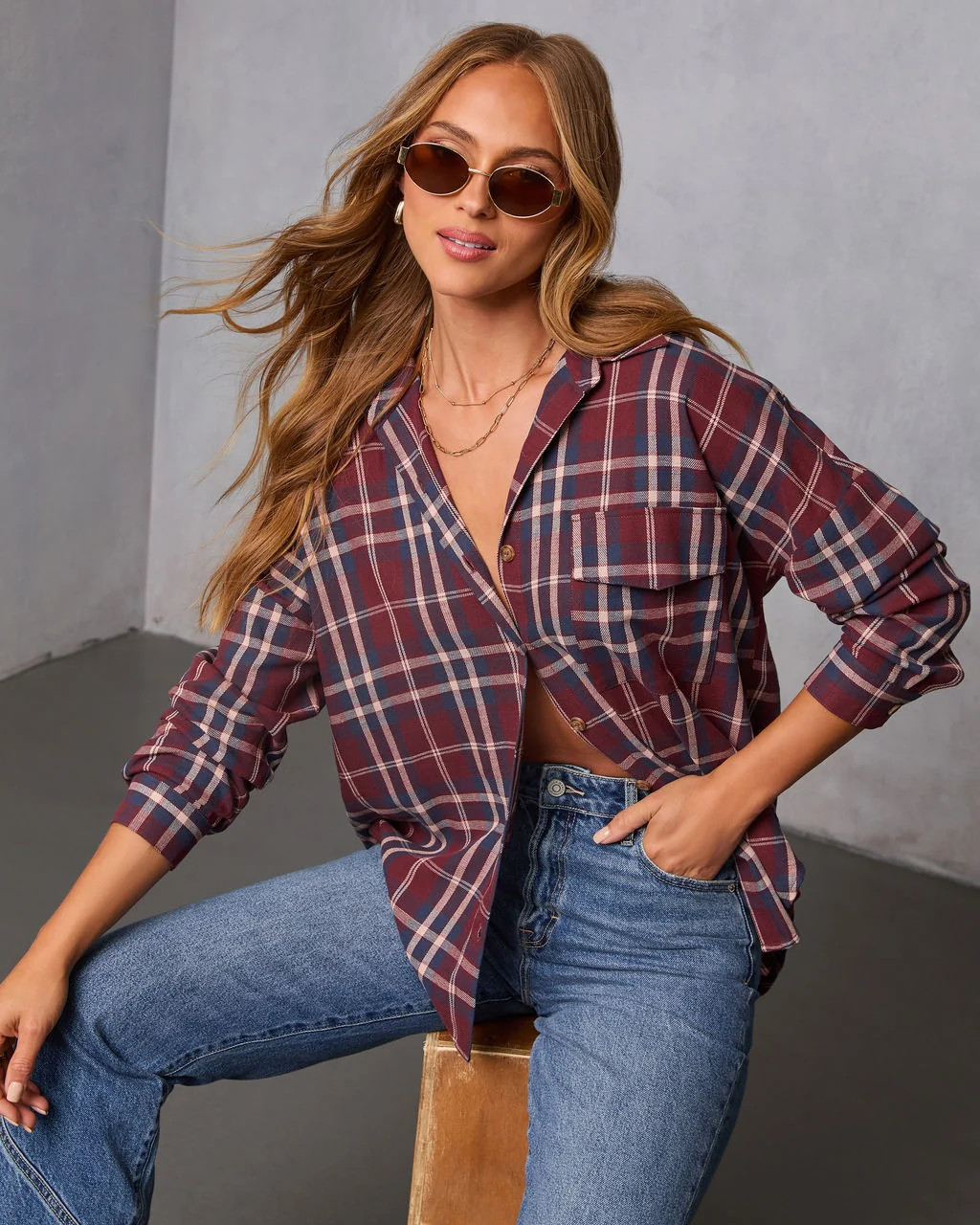 English Ivy Plaid Button Down Top | VICI