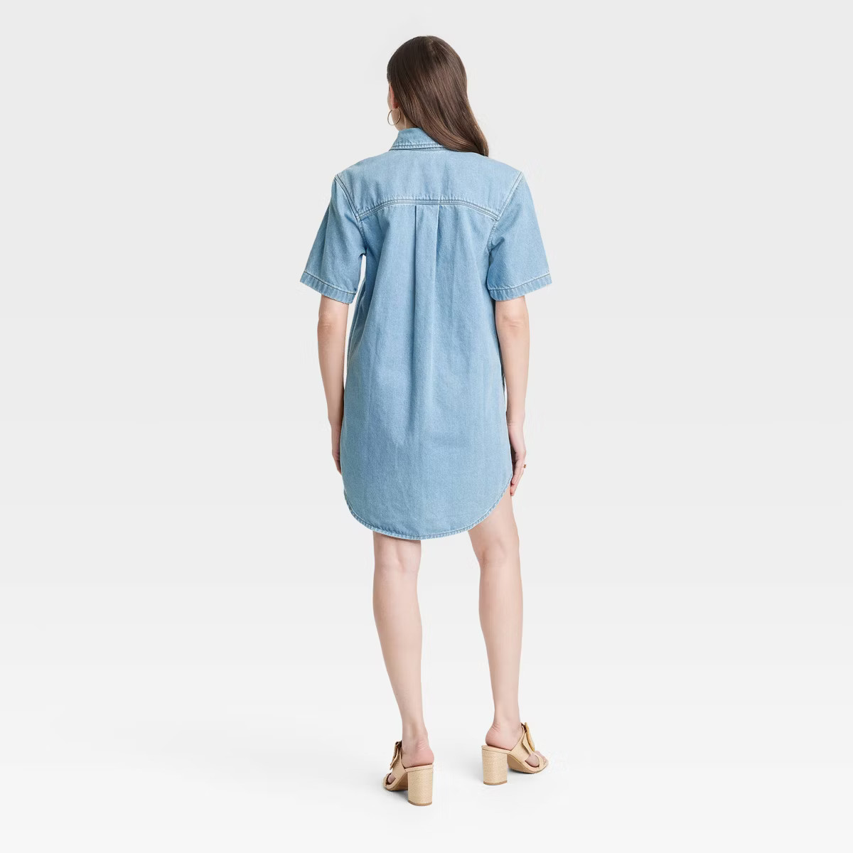 Women's Short Sleeve Shirtdress - Universal Thread™ Light Wash M | Target