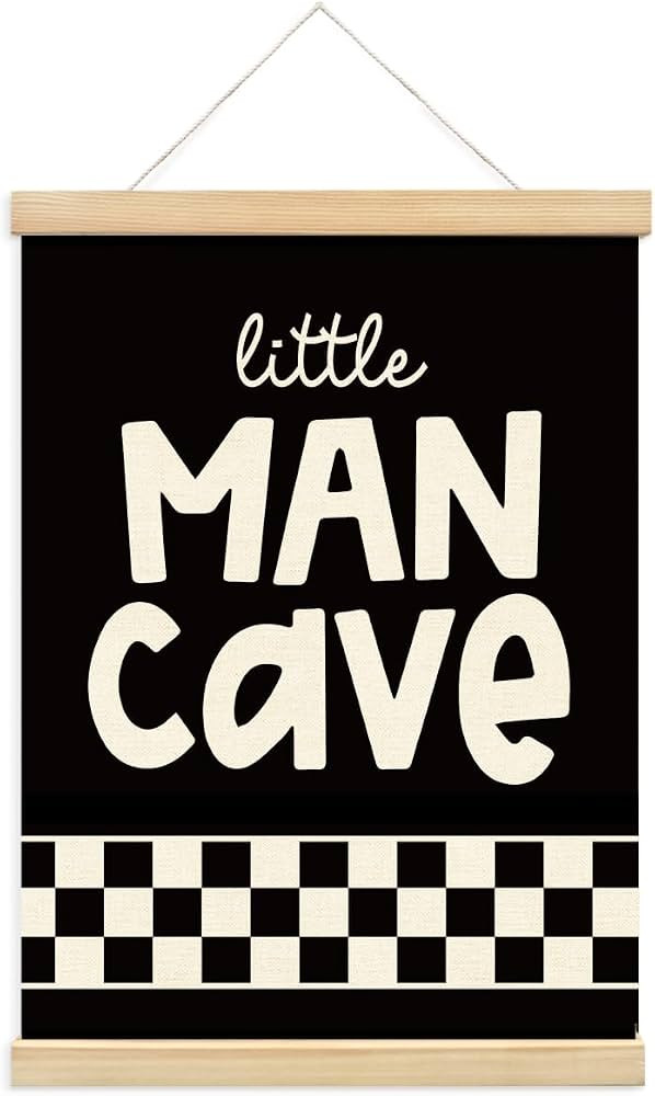 PLKMN Boy Nursery Decor, Little Man Cave Sign for Boys, Boys Room Decor Posters Framed with Wood ... | Amazon (US)