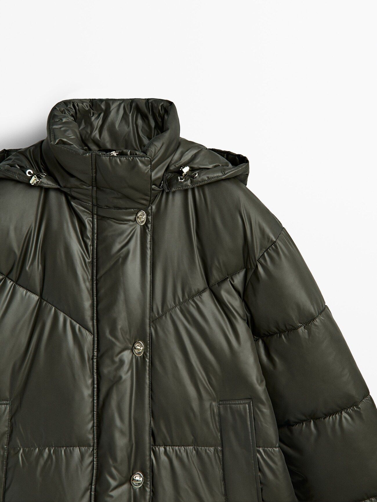 Hooded puffer jacket with gold buttons | Massimo Dutti (US)