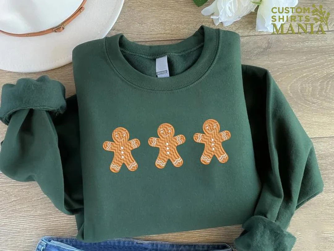 Gingerbread Men Embroidered Sweatshirt,Embroidery Christmas Baking Sweat,Holiday Gifts,Gingerbrea... | Etsy (US)