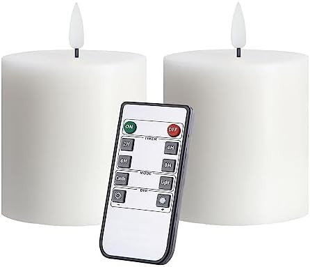 volnyus Flameless Candles Set of 2 (3x3 inch) Flickering LED Real Wax Candles Battery Operated wi... | Amazon (US)