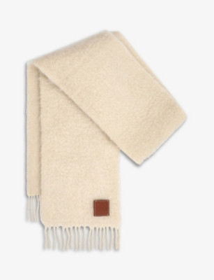 Logo-embossed mohair scarf | Selfridges