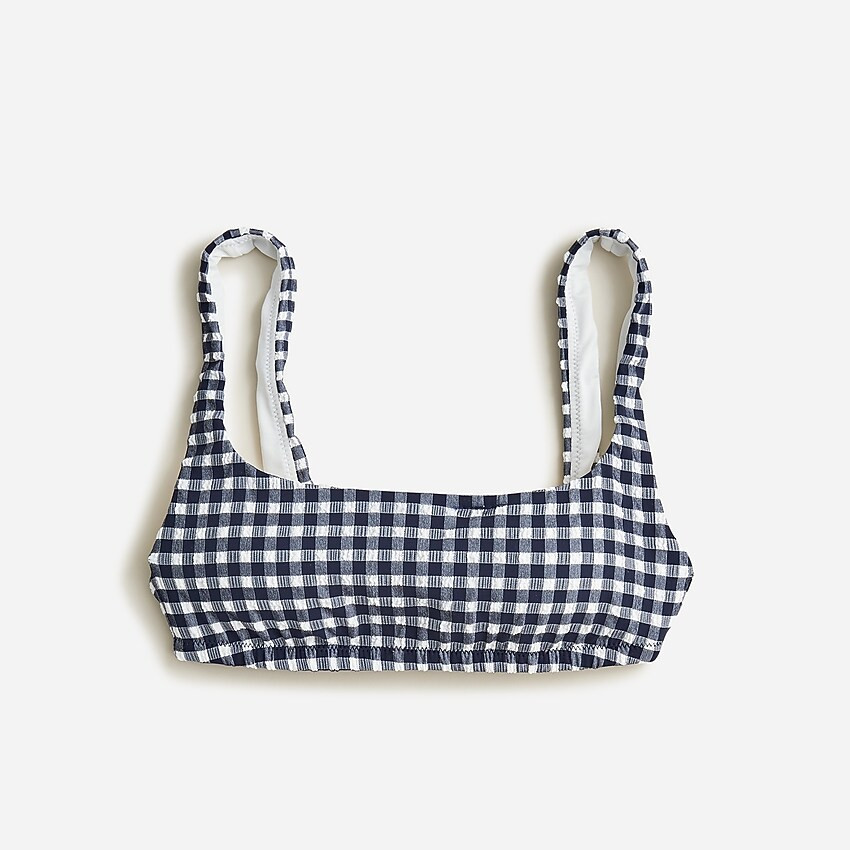 Squareneck bikini top in soft gingham | J. Crew US