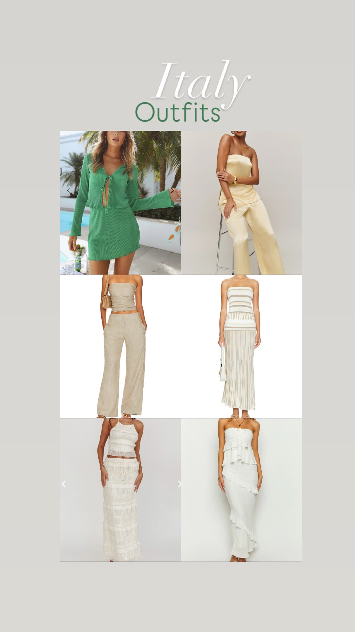 Italy outfits that are in my cart ✨🇮🇹

Set
Dress
Summer
Spring
Europe trip
Travel 
Trends

#LTKU #LTKStyleTip #LTKTravel