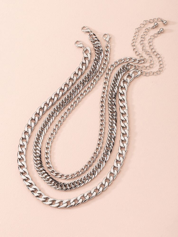 3pcs Minimalist Chain Necklace | SHEIN
