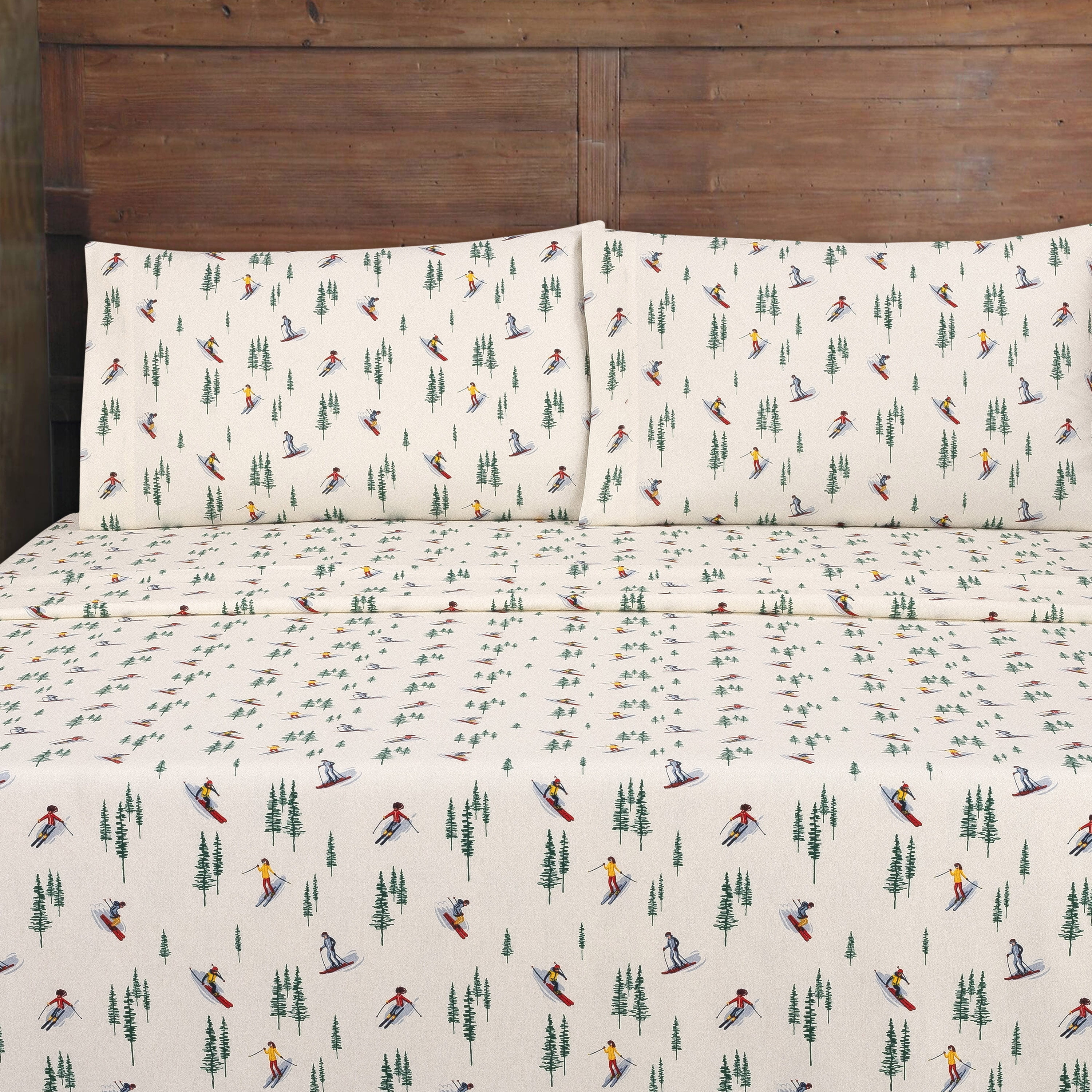 Mainstays 4-Piece Vanilla Dream Skiers Flannel Sheet Set, Queen - Walmart.com | Walmart (US)