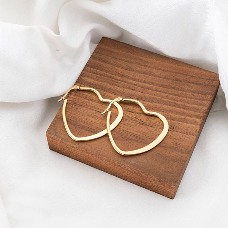 Body Candy Fashion Earrings for Women 40mm Gold Tone PVD Stainless Steel Heart Hoop Earrings - Wa... | Walmart (US)