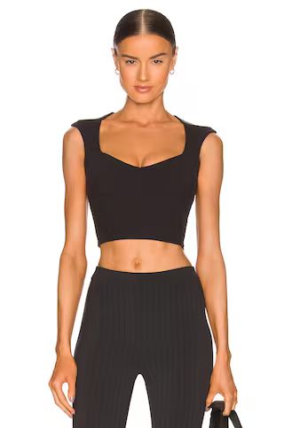 alo Ribbed Sweetheart Top in Black from Revolve.com | Revolve Clothing (Global)