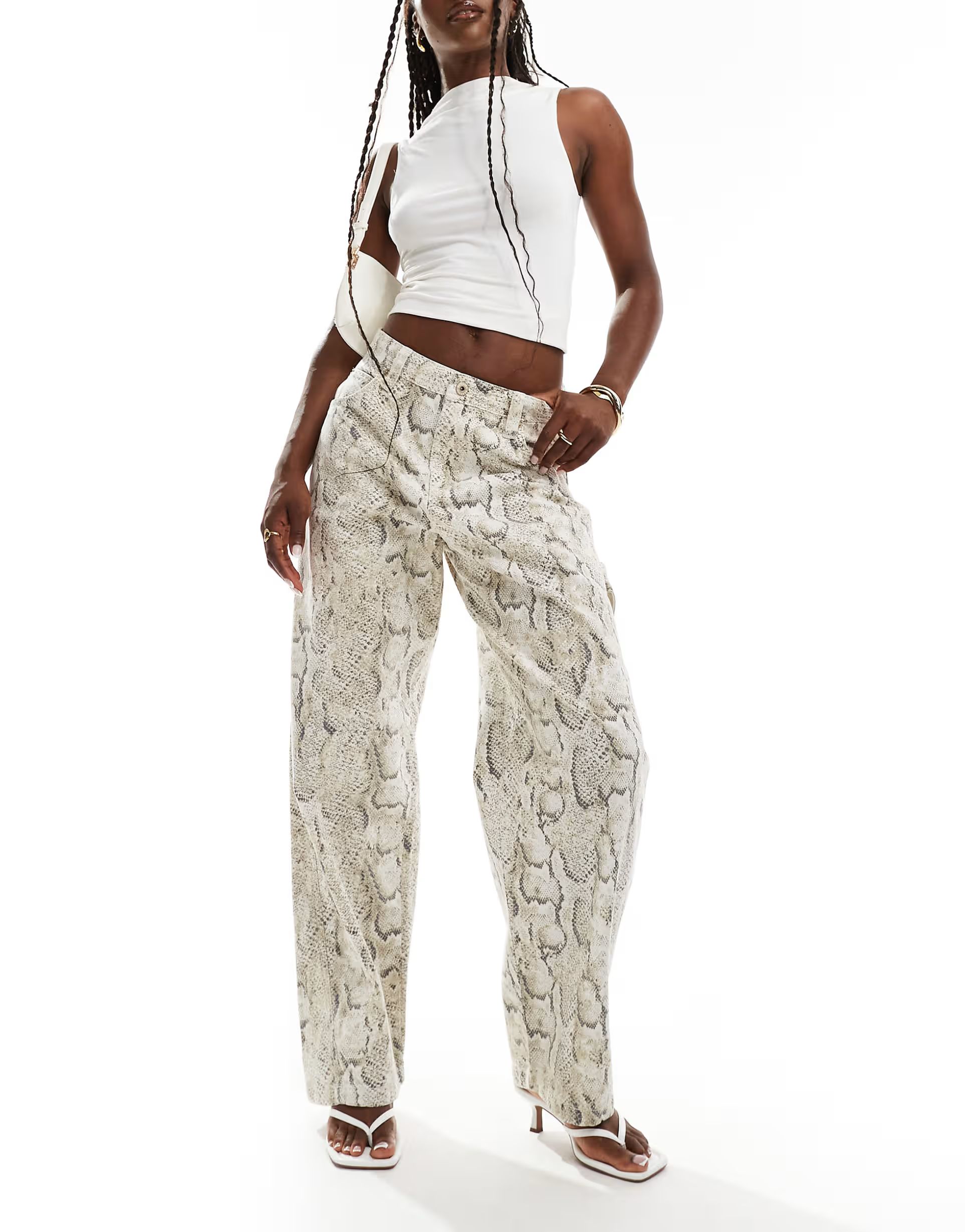 Bershka carpenter trousers in snakeskin print | ASOS (Global)