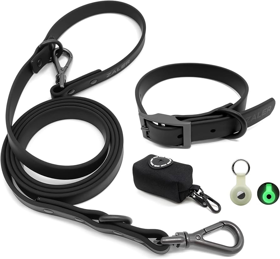 Dog Collar and Leash Set, Waterproof Adjustable Stinkproof Pet Collars Leashes for Large, Medium ... | Amazon (US)