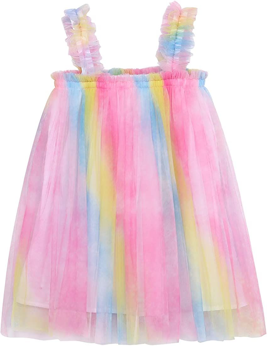 Edjude Baby Girls Tutu Dress Spaghetti Strap Rainbow Pom Ballet Dances Sleeveless Layered Tulle P... | Amazon (CA)