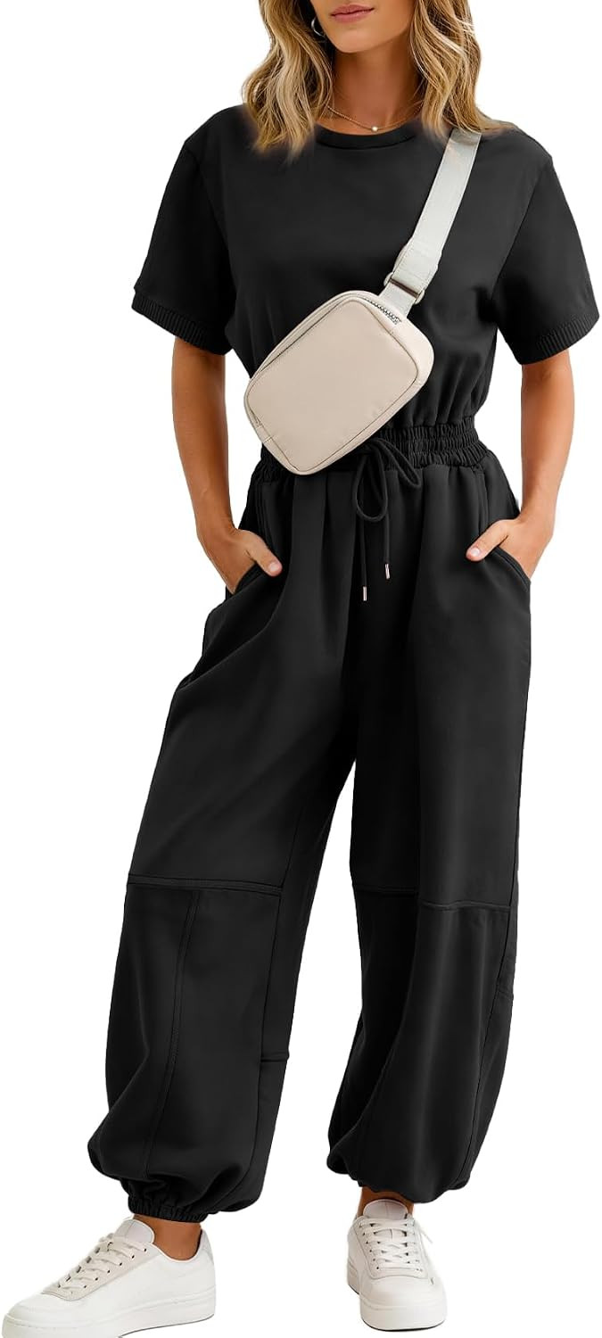 Flygo Womens One Piece Jumpsuit Casual Crewneck Wide Leg Rompers | Amazon (US)