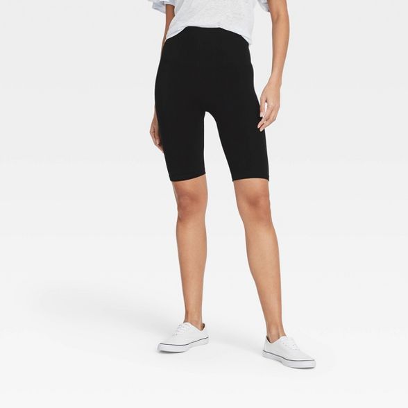 Women's High-Waist Cotton Blend Seamless 7" Inseam Bike Shorts - A New Day™ | Target