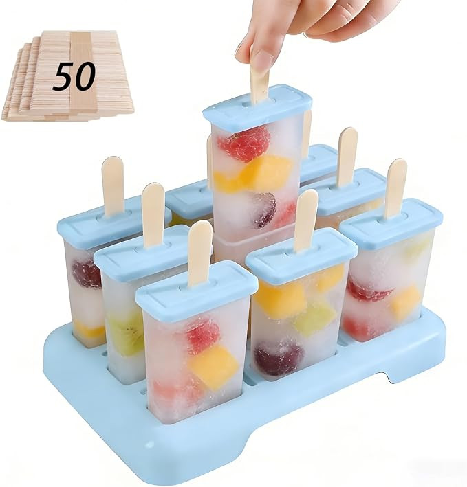 Popsicle Molds Set 9 Pieces with 50 disposable wooden sticks-BPA Free,Easy-Release Ice Pop Molds,... | Amazon (US)