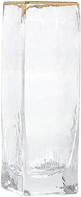 JJXZM Clear Glass Vase Golden Bottle Mouth Nordic Hammer Design Flower Arrangement Floral Home Livin | Amazon (US)
