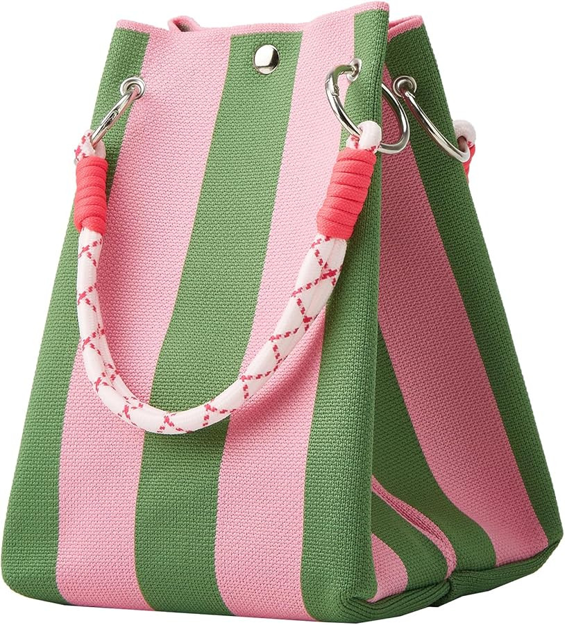 Mini Knit Tote Women Striped Crochet Bucket Handbag Small Purse Shoulder Bag Vacation Lightweight... | Amazon (US)