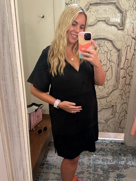 Wearing a large in this light weight dress. I would babe probably done a medium when I was a 10 and not pregnant. 

#LTKMidsize #LTKBump #LTKSummerSales