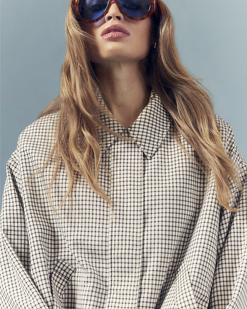 Beige Check Bubble Hem Bomber Jacket | River Island UK & IE