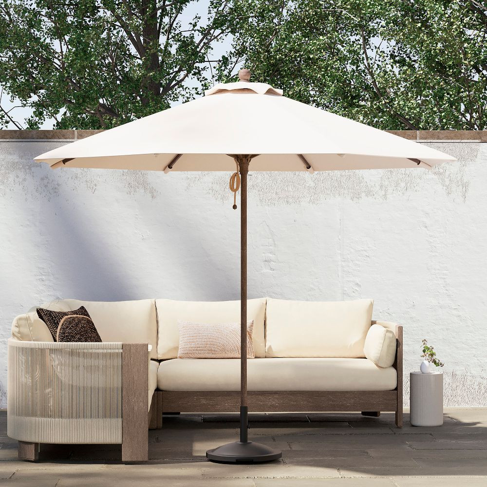 Round Outdoor Umbrella (9') - Wood Pole | West Elm (US)