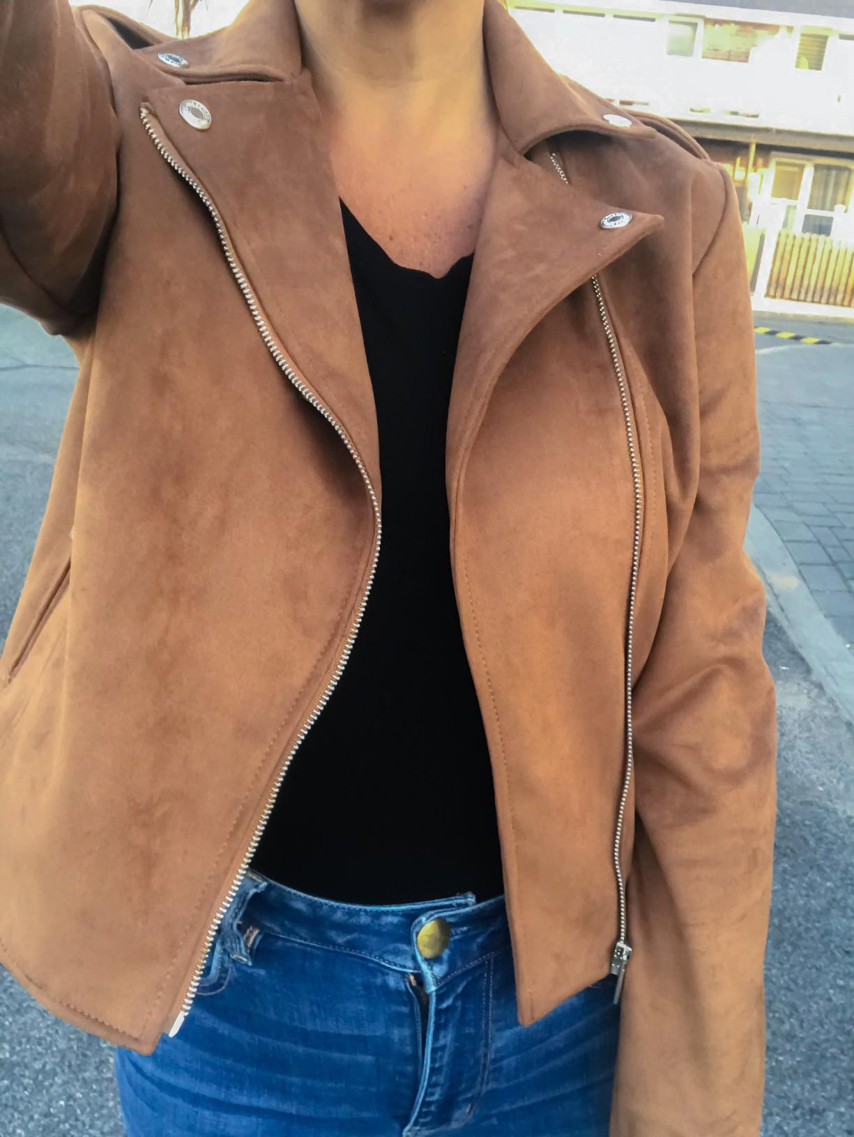 CHARTOU Women's Fall 2023 Fashion Faux Suede Leather Casual Moto Biker Jacket Coats | Amazon (US)