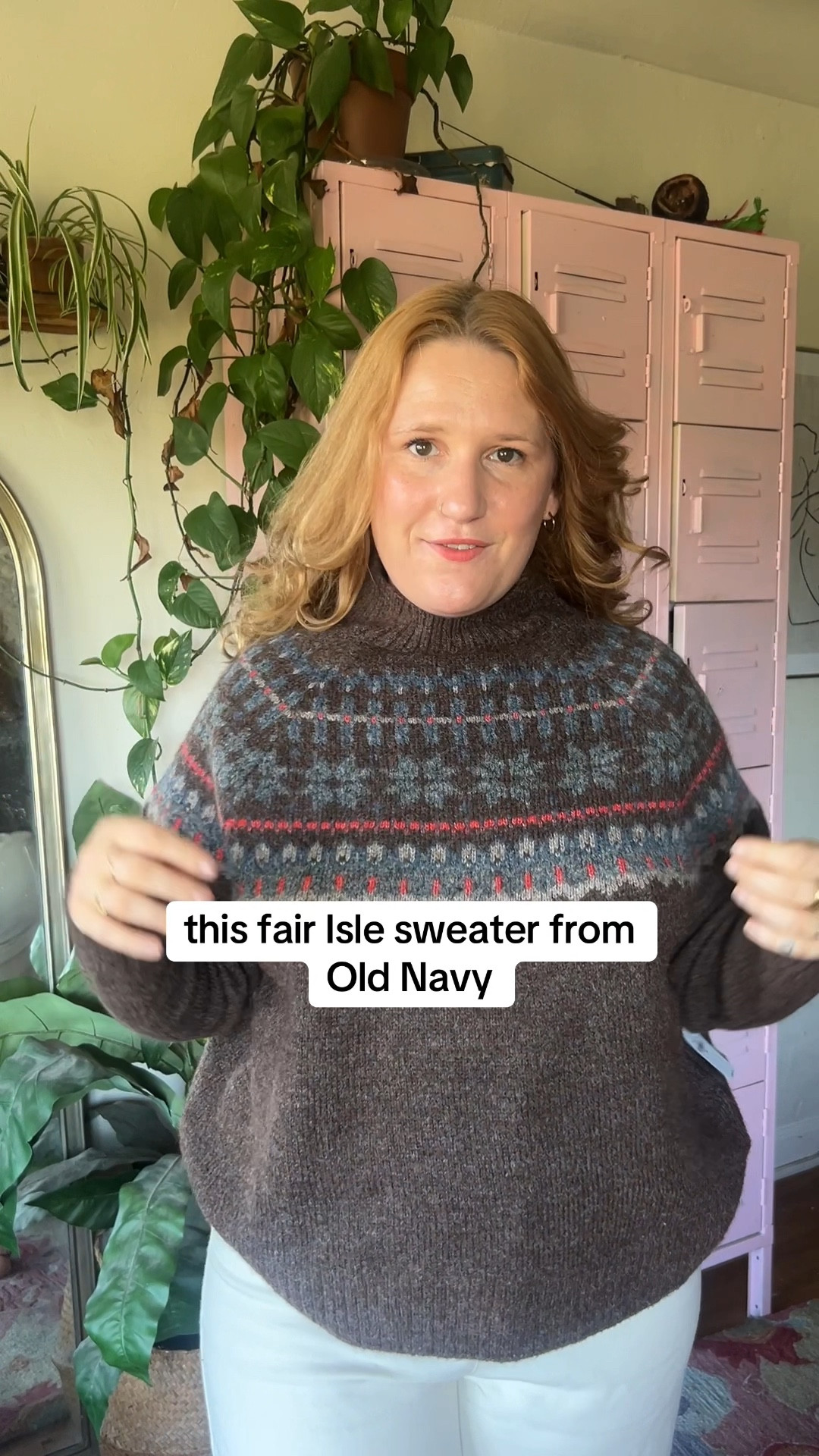 this fair isle sweater from Old Navy is one for the books. It fits my curvy body so well, pairs well with autumn color pallette items like my white jeans or brown pants. The brown sweater color is unique and I'll be wearing it all winter long! #size14 #curvy #oldnavy #fairisle #sweater #winteroutfit #midsize #curvybody  

 #LTKHoliday #LTKSeasonal #LTKMidsize