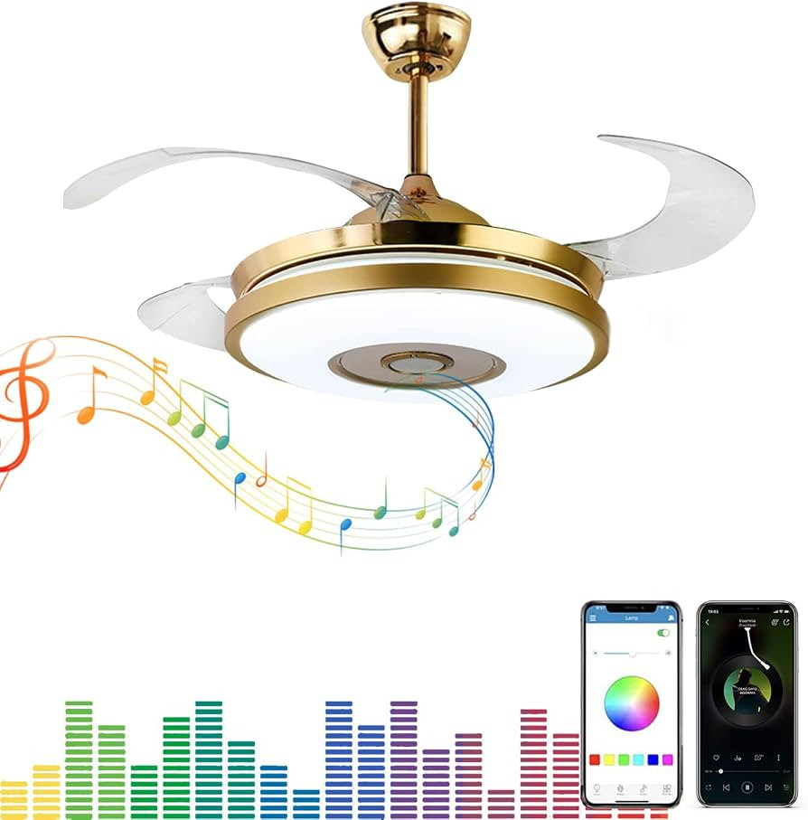 MoreChange 42” Modern Smart Bluetooth Ceiling Fans with Lights and Remote Control, Retractable ... | Amazon (US)