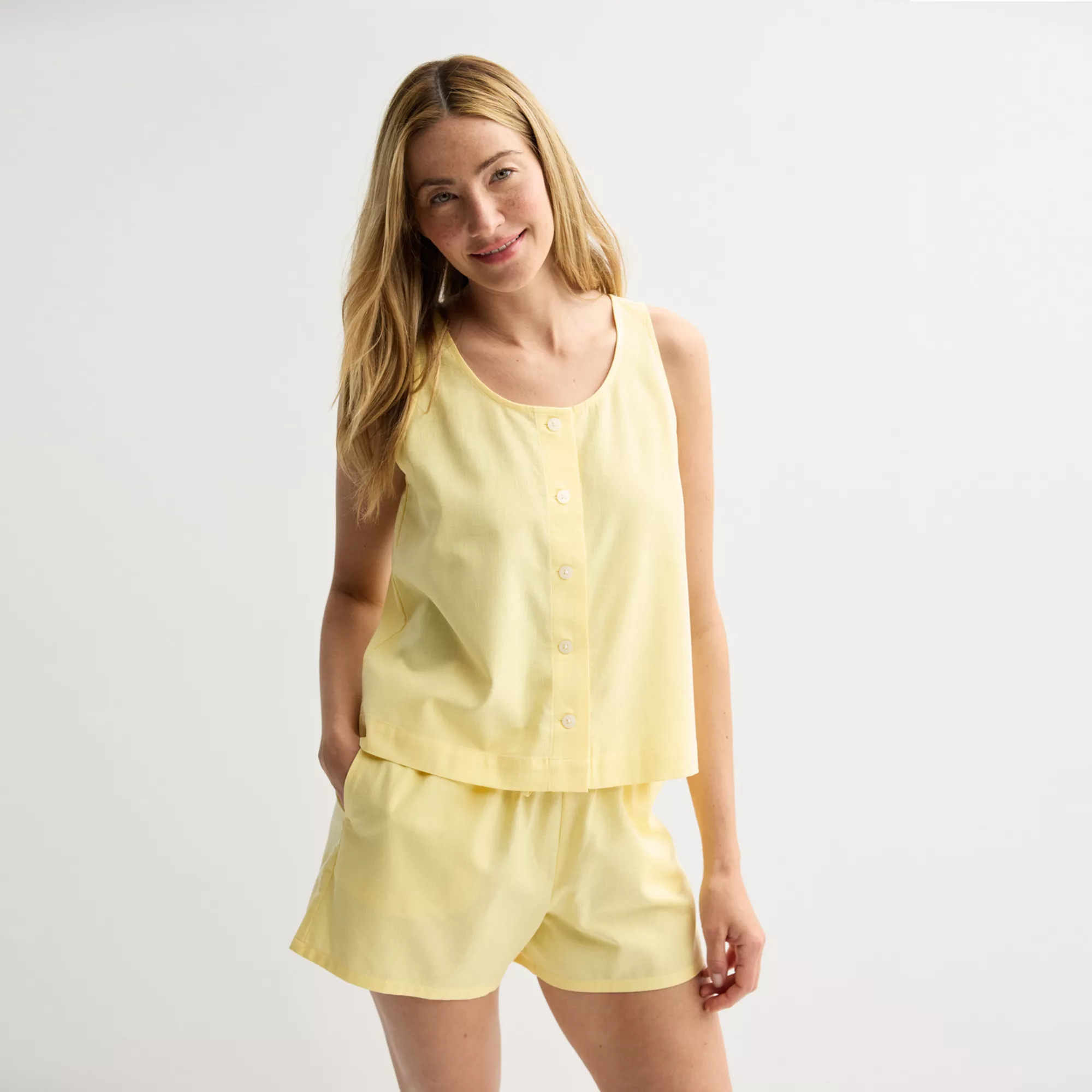 Women's Sonoma Goods For Life® Linen Like Woven Sleep Tank Top | Kohl's