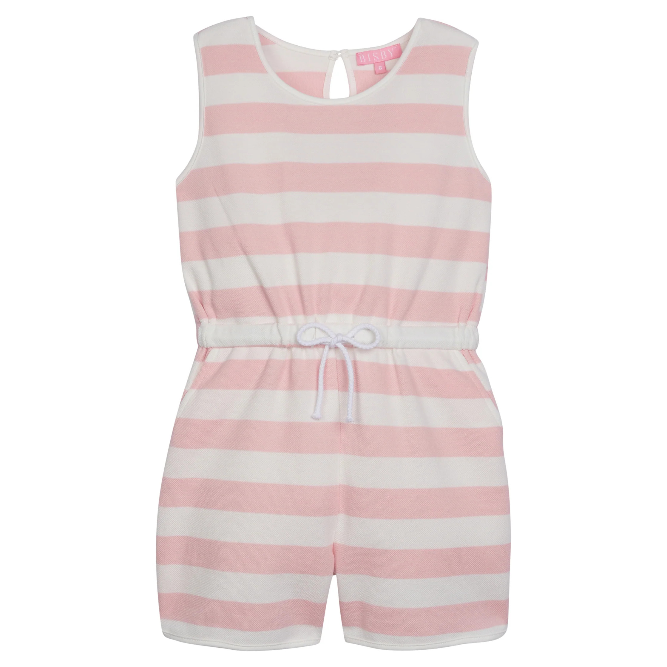 Rugby Romper - Pink & White Stripe | BISBY Kids