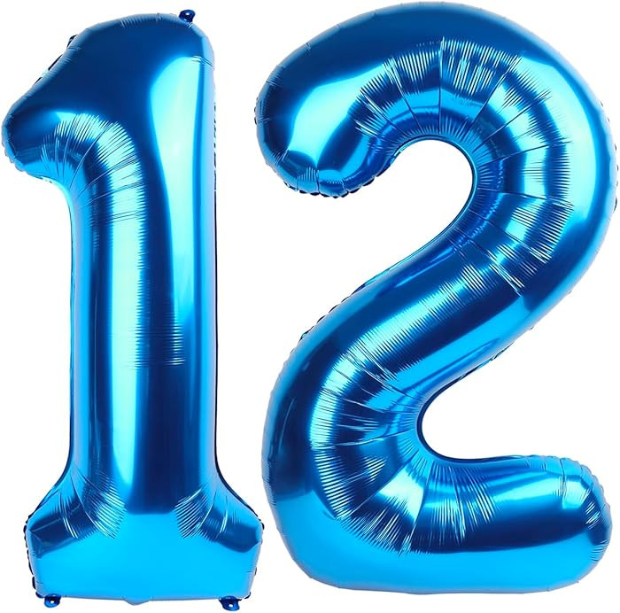 Dark Blue 12 Number Balloons 12th Birthday Decorations for Boys Girls, 21 Number Balloons 40 Inch... | Amazon (US)