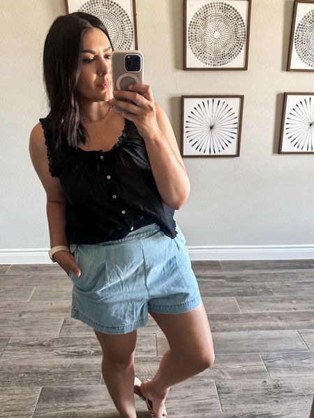 This top is just almost sold out 😅 I’m in the large, TTS! 

Loveeeee these shorts!! They fit perfectly, I’m in the large. Nice alternative to cut offs. 

#LTKOver40