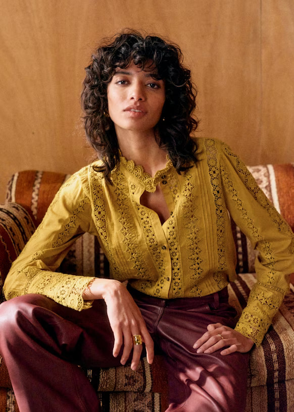 Rym Shirt - Gold - Organic Cotton - Sézane | Sezane Paris - US