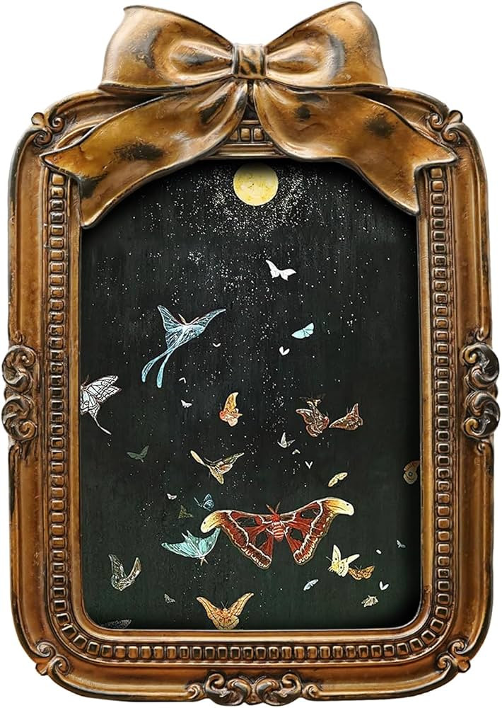 5x7 Vintage Picture Frame, Antique Bronze Gold Ornate Bow Photo Frame for Wall Hanging or Tableto... | Amazon (US)