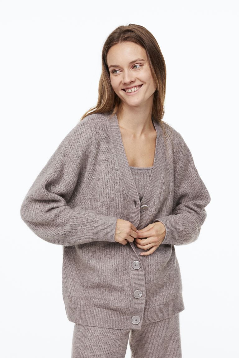Rib-knit Cardigan - Dark beige - Ladies | H&M US | H&M (US)
