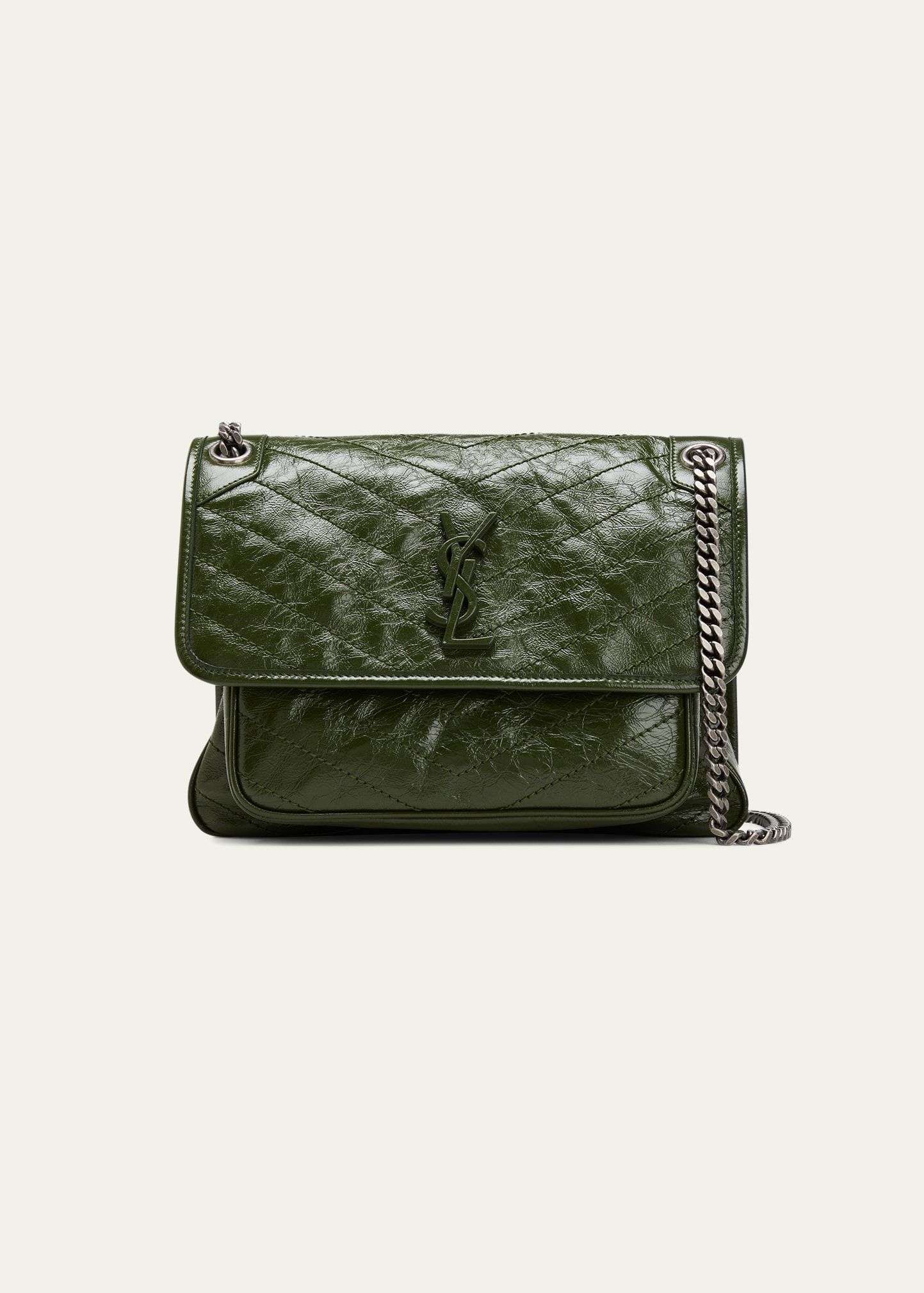 Saint Laurent Niki Medium Crinkled Calf Flap-Top Shoulder Bag | Bergdorf Goodman