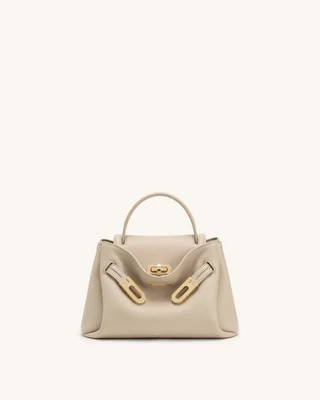 Rhea Small Pebbled Double Buckle Shoulder Bag - Sand | JW PEI US
