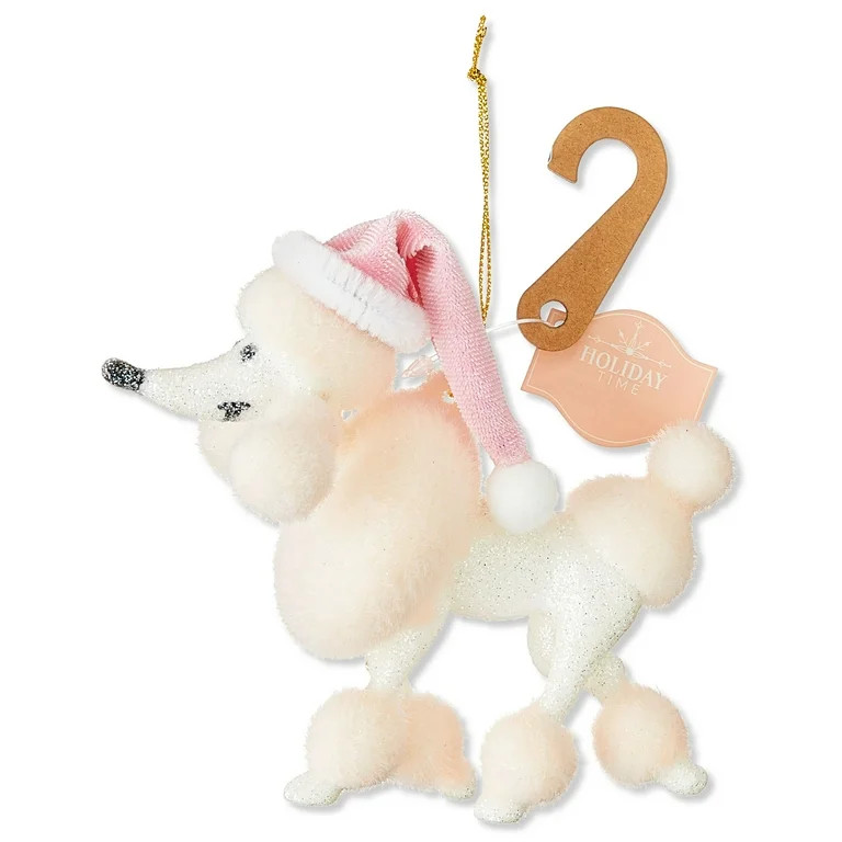 Pink and White Glitter Poodle Christmas Ornament, 5", by Holiday Time | Walmart (US)