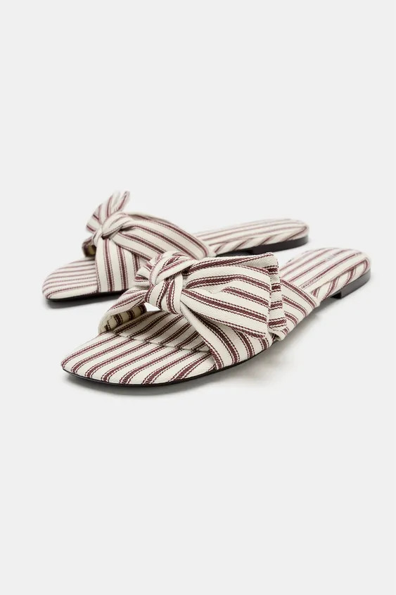 STRIPED FLAT SLIDE SANDALS | Zara US
