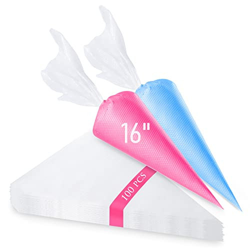 Tamodan Piping Bags 100PCS & 16 Inches Tipless Piping Bags, Extra Thick Pastry Bags Disposable, Non-Slip Icing Piping Bags Disposable Design, Cake Decoration. | Amazon (US)