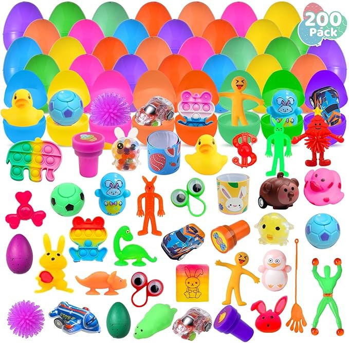 Cherislpy 200 Pack Prefilled Easter Eggs with Mini Novelty Toys Inside Assorted Toys Great for Ki... | Amazon (US)