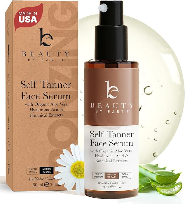 Face Tanner Serum - USA Made with Natural & Organic Ingredients, Sunless Self Tanner for Face wit... | Amazon (US)
