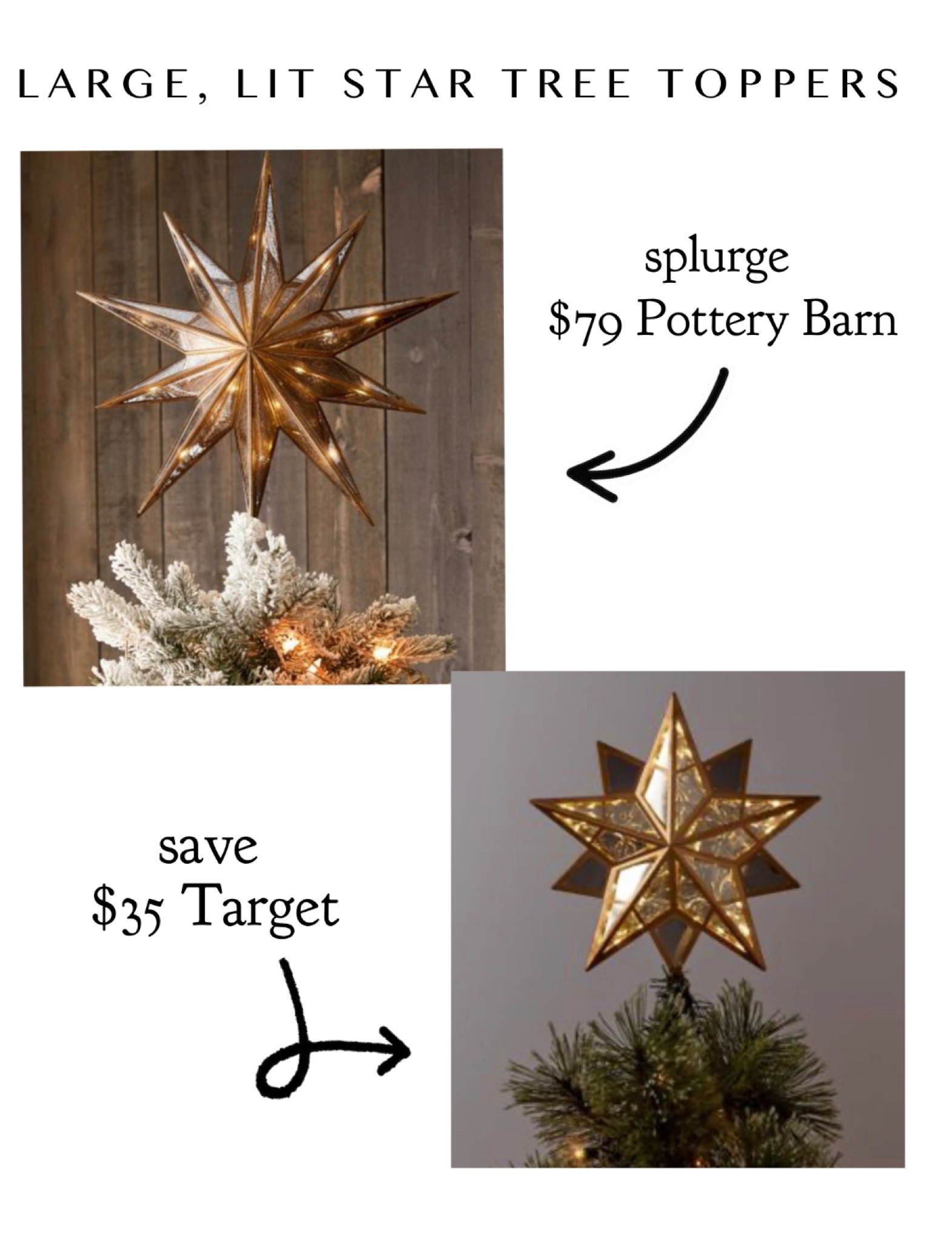 Both of these lit, mirrored tree toppers are gorgeous. Make sure and check out the measurements. Both are great options for trees on the larger side.  

#LTKHoliday #LTKhome #LTKSeasonal