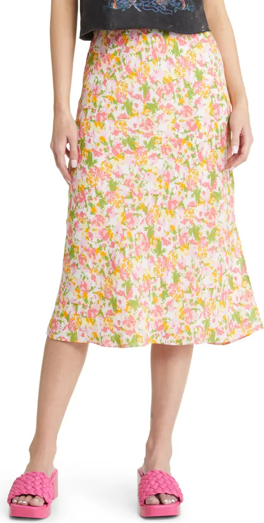 Floral Print Side Slit Midi Skirt | Nordstrom
