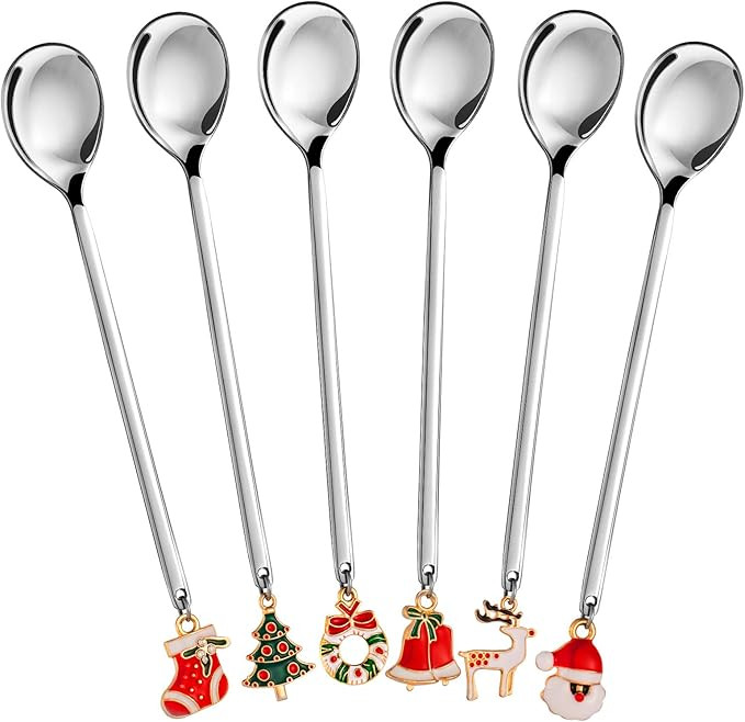 Whaline Christmas Spoon Stainless Steel Stirring Spoon with Pedant Coffee Spoon Tea Spoon Dessert... | Amazon (US)