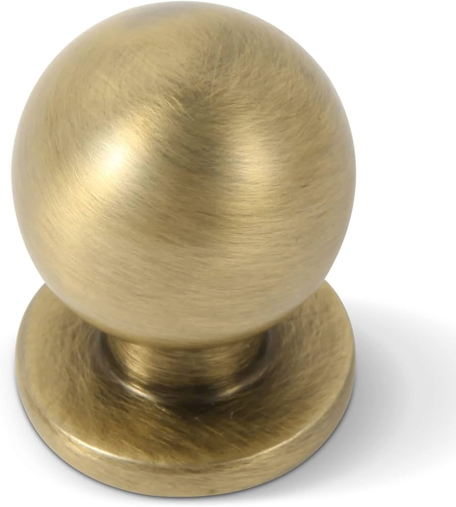 25 Pack 1 Inch (25mm) Diameter Round Solid Vintage Brushed Antique Brass Finish Kitchen Cabinet K... | Amazon (US)