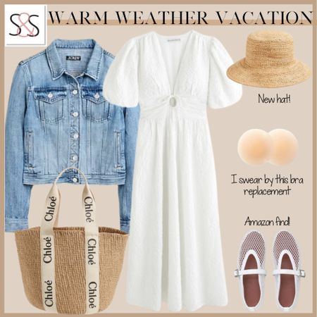 Your summer wardrobe should include a white dress and this one is amazing! I love this outfit with the mesh flats, and with a tote bag and denim jacket, your summer into fall is set!

#LTKStyleTip #LTKTravel #LTKSeasonal