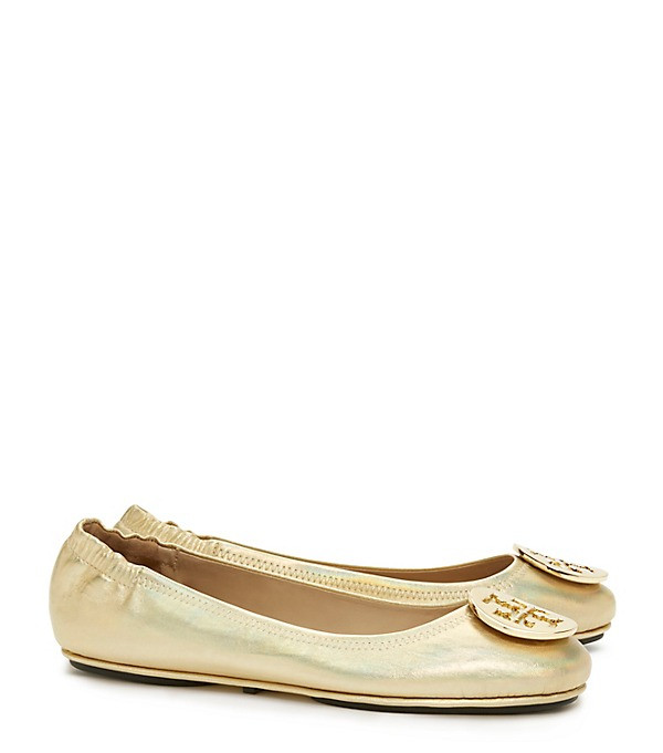 Logo Minnie Travel Ballet Flat, METALLIC LEATHER | Tory Burch US