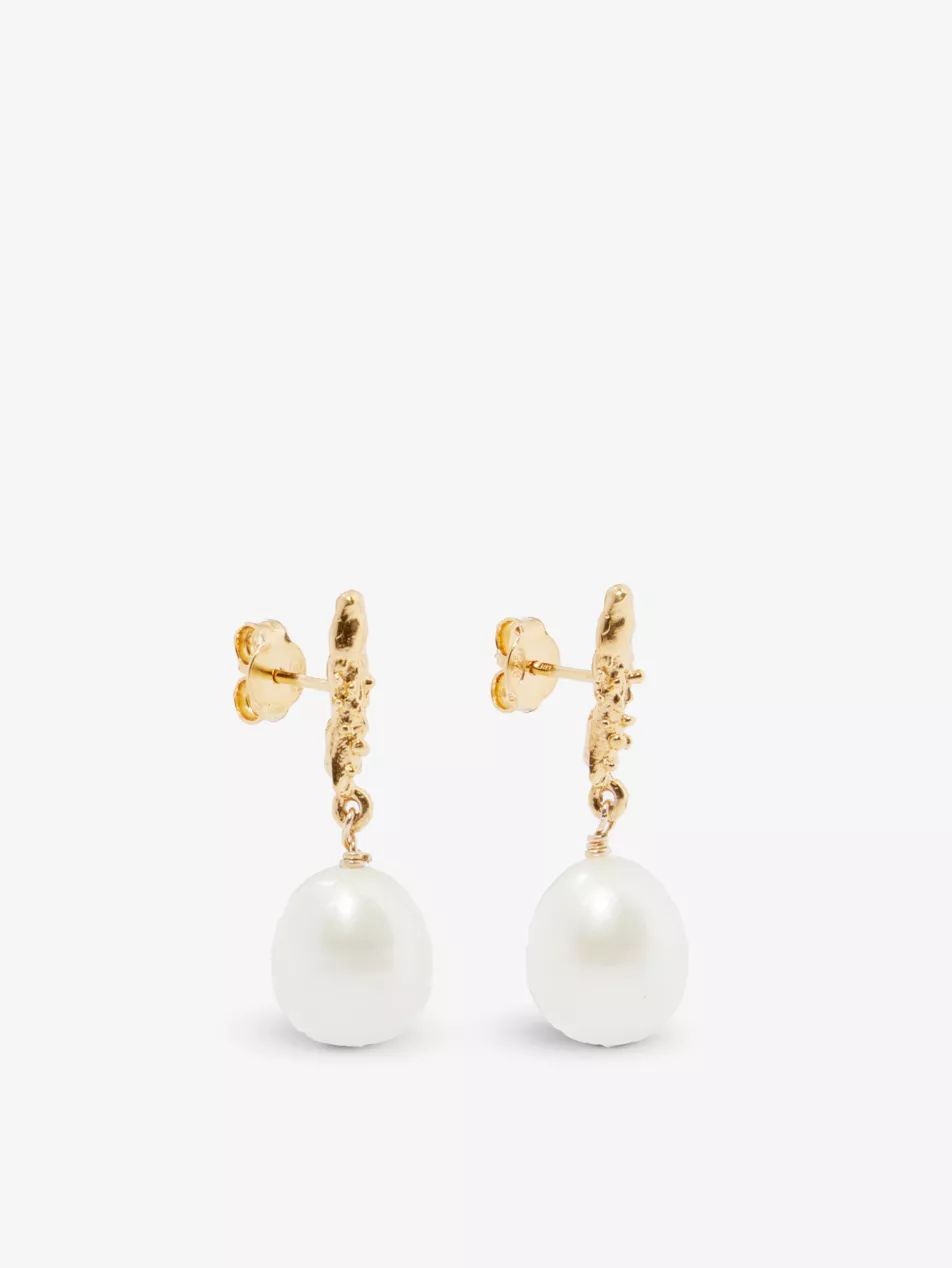 The Lustre of the Moon 24ct gold-plated bronze earrings | Selfridges