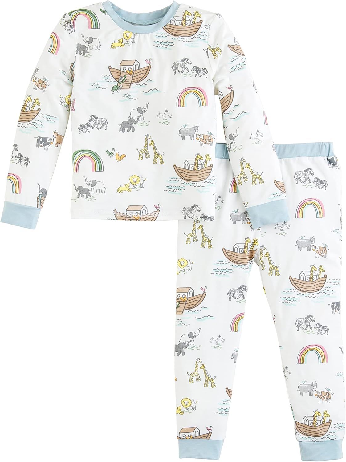 Mud Pie Baby Boy's Noahs Ark Pajama Set, White, 3T | Amazon (US)